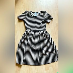 Lularoe Striped Amelia Dress (Tan & Black)